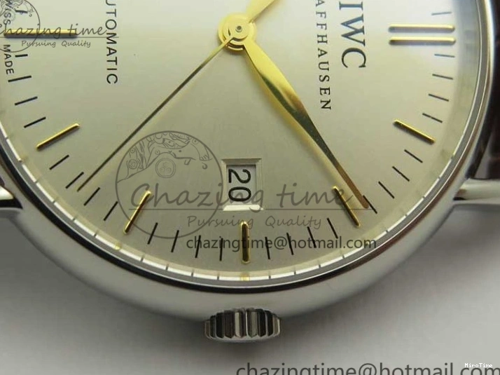 MIROTIME 0517 Portofino Automatic SS TWF 1:1 Best Edition Silver Dial Gold Markers on Brown Leather Strap A Bright 7203